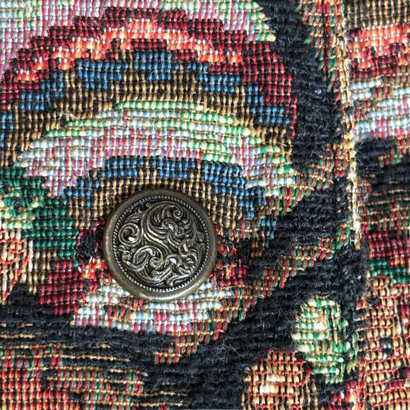 Vintage Karen Scott Tapestry Vest Circus Toys Bears Americana Vneck Size Medium - Picture 10 of 13